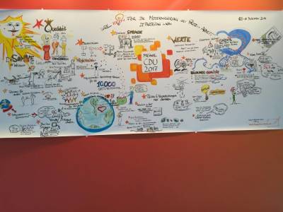 Die Ideensammlung der Parteitagsdelegierten von einem Knstler umgesetzt. Die Kommission \